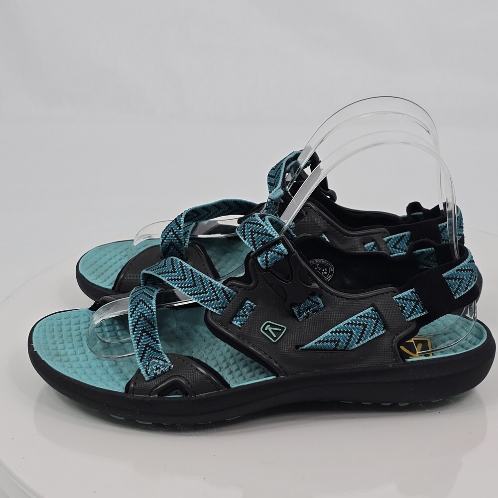 Keen Maupin Women 7 Black Raven/Lagoon Aqua Strappy Water Sandals